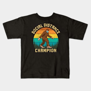 Funny Bigfoot Social Distance Champion, Funny Introvert Kids T-Shirt